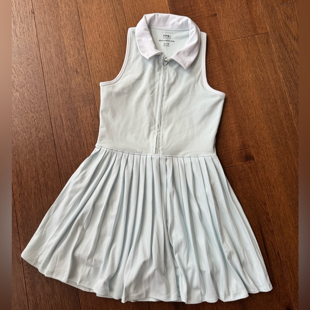 Abercrombie kids half zip pleated mini dress in soft blue color. Size 11/12